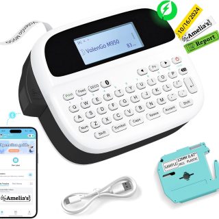 Label Maker Machine with Tapes, Label Maker Waterproof-Labels, Rechargeable Bluetooth Labeler, Portable Labeling Machine with Backlit LCD, M950 Handheld Label Printer for Office Home Use