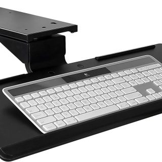 Under Desk Keyboard Tray and Mouse Platform, Ergonomic Computer Keyboard Drawer with Gel Wrist Pad, 17 inch Space Saving Track, Black (MI-7138)