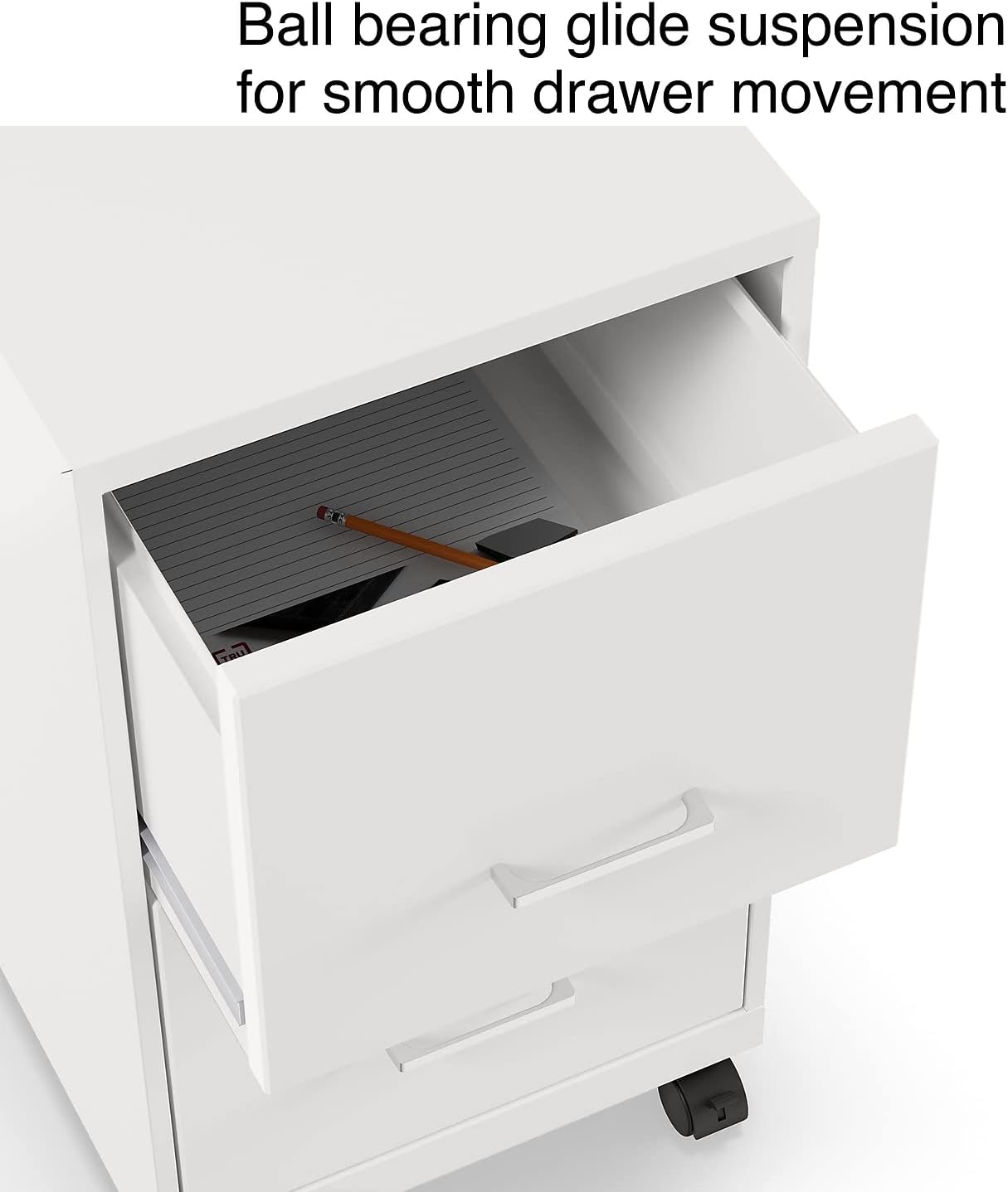 STAPLES 2-Drawer Vertical File Cabinet, Letter Size Documents, Lockable & Mobile, 18.9" D x 14.3" W x 26.3" H, White - Image 6
