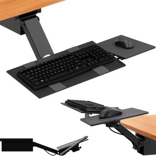 KT2-b Under-Desk Adjustable Height & Angle Sit to Stand Up Keyboard Tray with negative tilt Best standing desk computer keyboard holder drawer